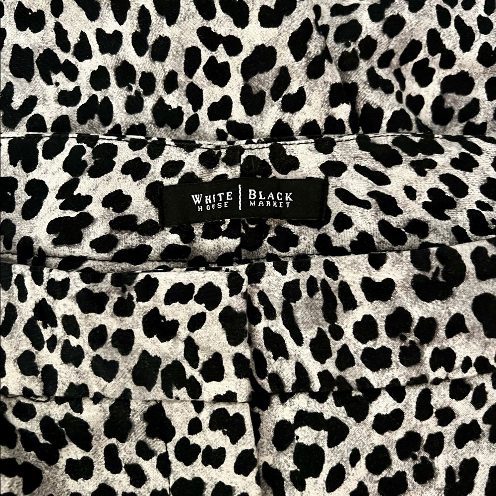 White House Black Market Black Leopard Ankle Pant | Size 12